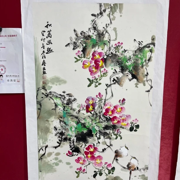 李老师三尺经典花鸟画作