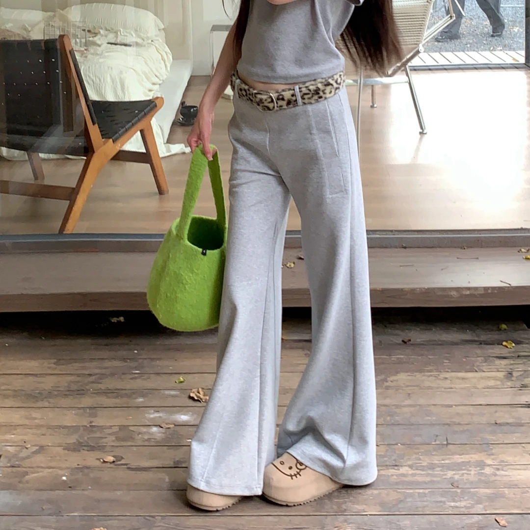 【赵小小&慵懒实穿派】7008 阔腿微喇拖地宽松显瘦松弛慵懒休闲长裤