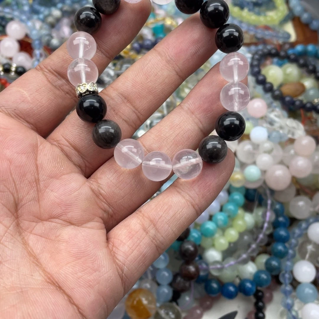 银S925镶嵌手链烟晶