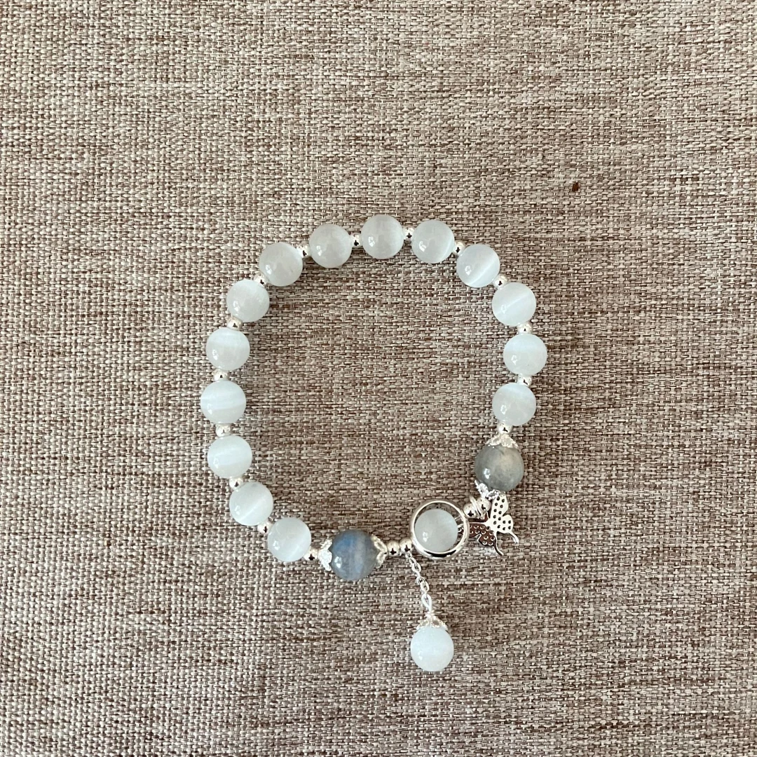 【猫眼石】水晶蝴蝶灰月光ins百搭手链