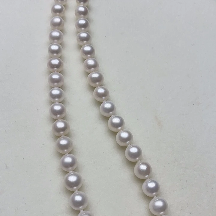 淡水珍珠银S925镶嵌颈饰卡8➕极光冷白高品孤品