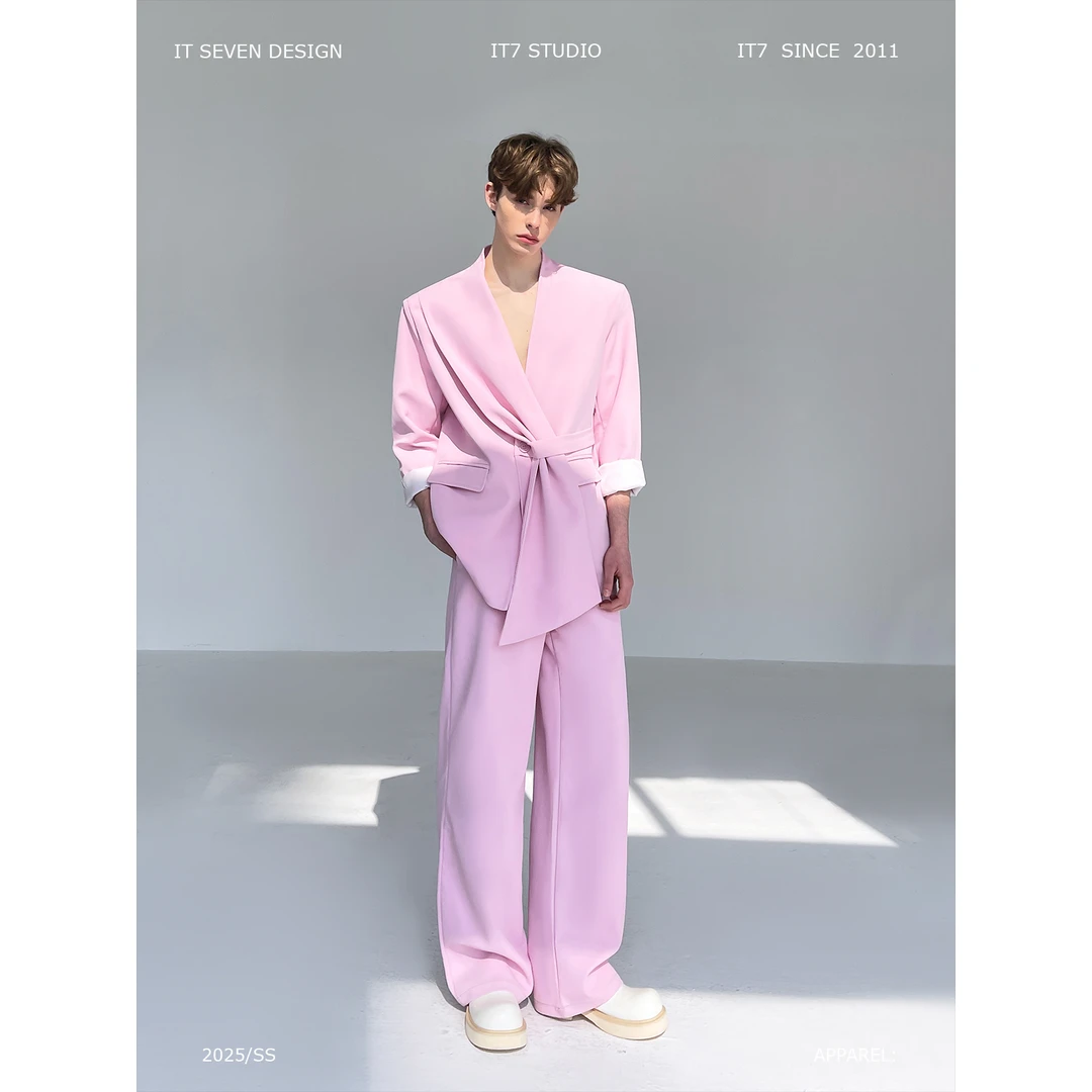 it7【浪漫代码】小众飘带设计西服套装韩版潮流造型师套装
