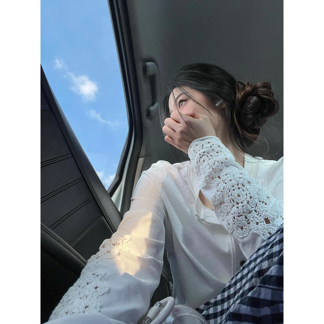 法式小众设计感领白色罩衫长袖女夏季新款宽松显瘦百搭防晒衫上衣