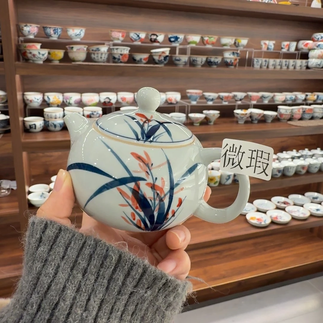 釉下手绘茶具微瑕