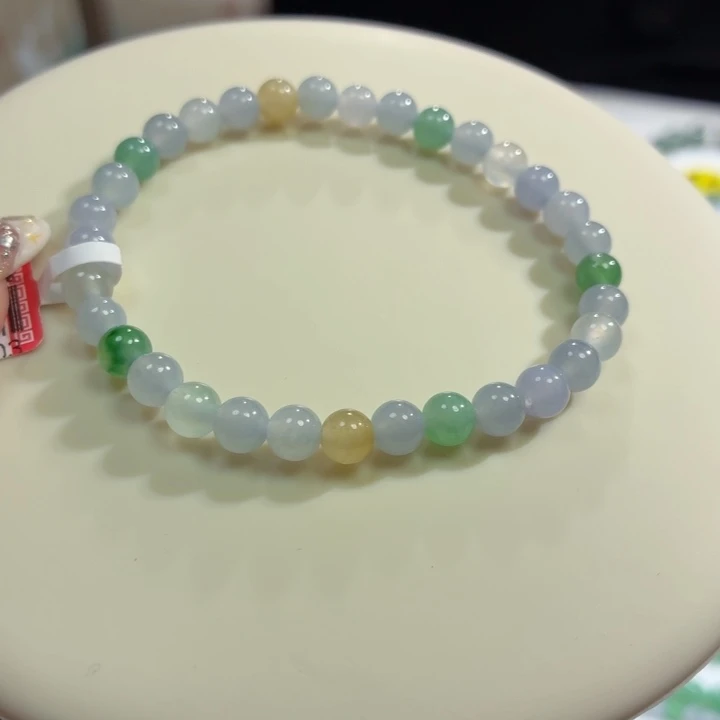 翡翠未镶嵌手链冰胶马卡龙卡5.6