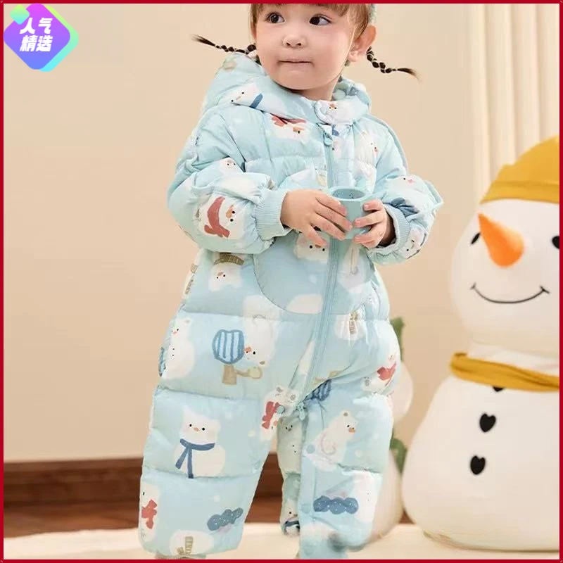 婴儿连体羽绒服新生儿保暖冬季保暖连体外出服反季特卖连体羽绒服