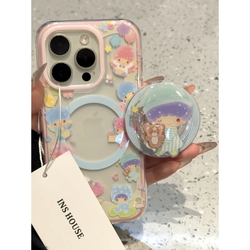 创意满屏双子星气球星星适用iphone16promax手机壳苹果15pm磁吸14