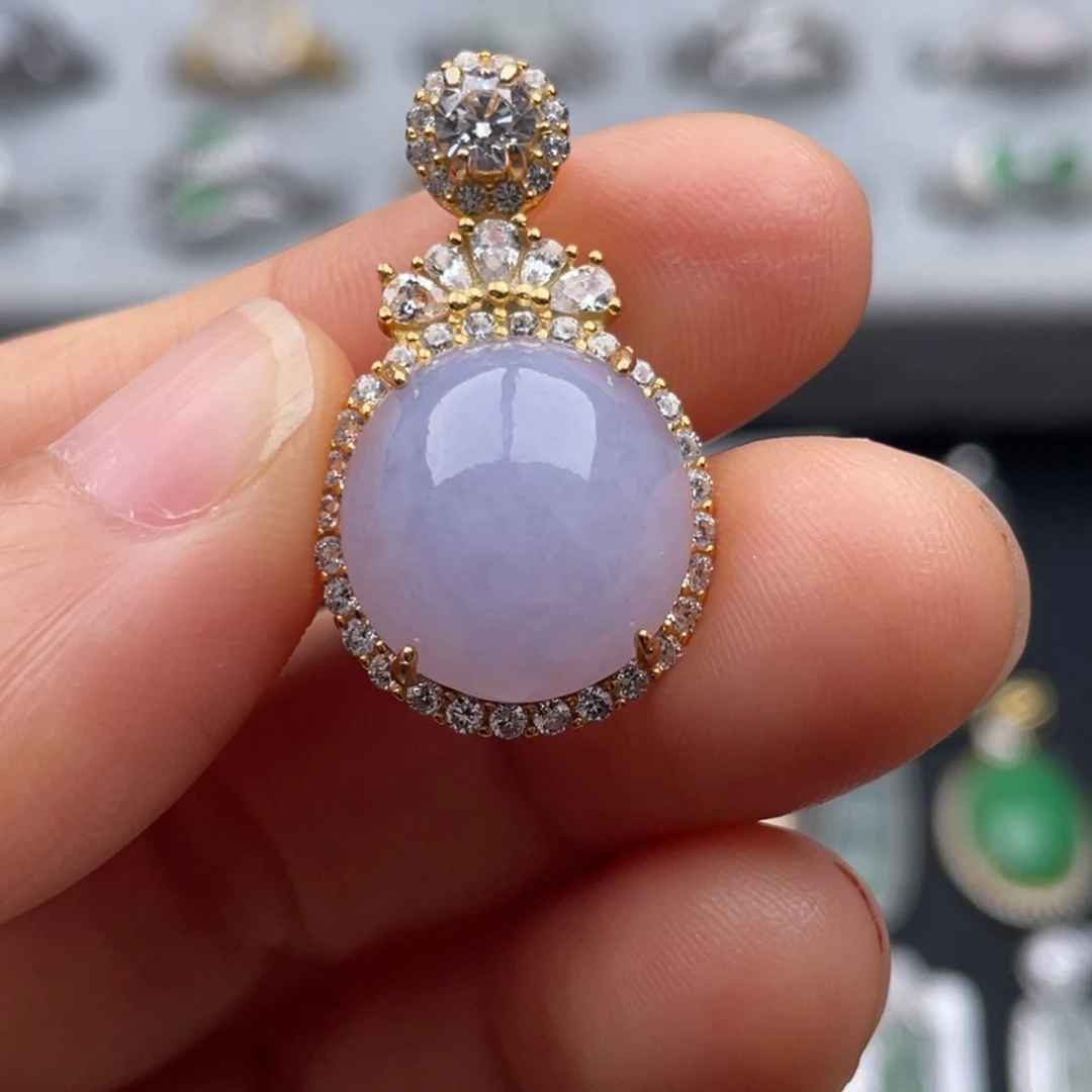 翡翠银S925镶嵌吊坠(不含链)