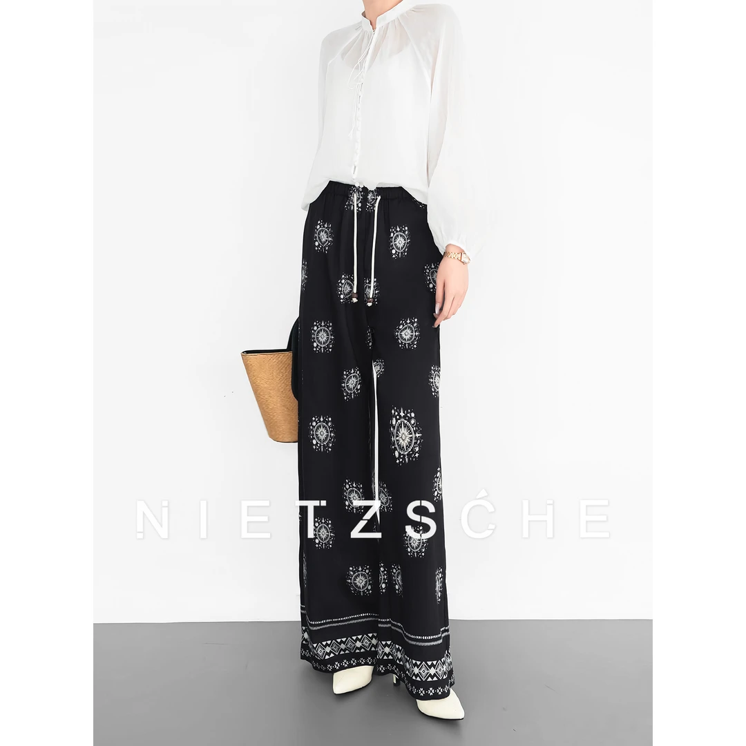 Nietzsche｜奈良少女｜莱赛尔天丝度假风超显瘦清凉长裤遛弯裤61852