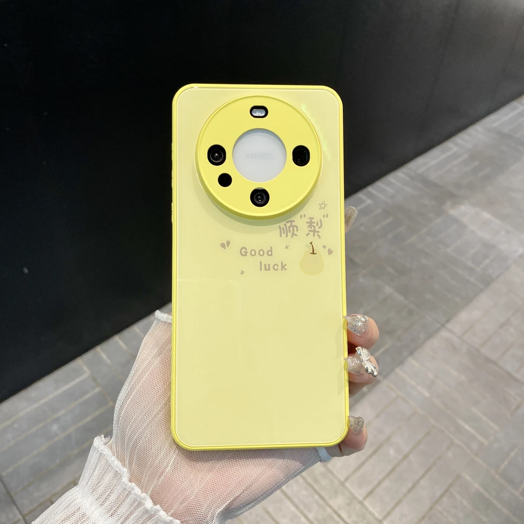 （华为mate60系列）顺梨适用mate70/60/50柠檬黄肤感玻璃防摔手机壳