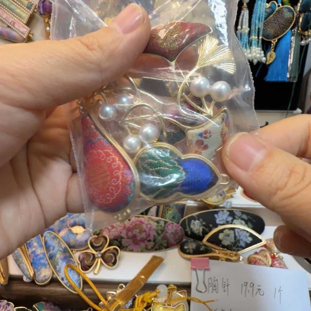 琉璃纯铜合金好看的宋锦发夹呦