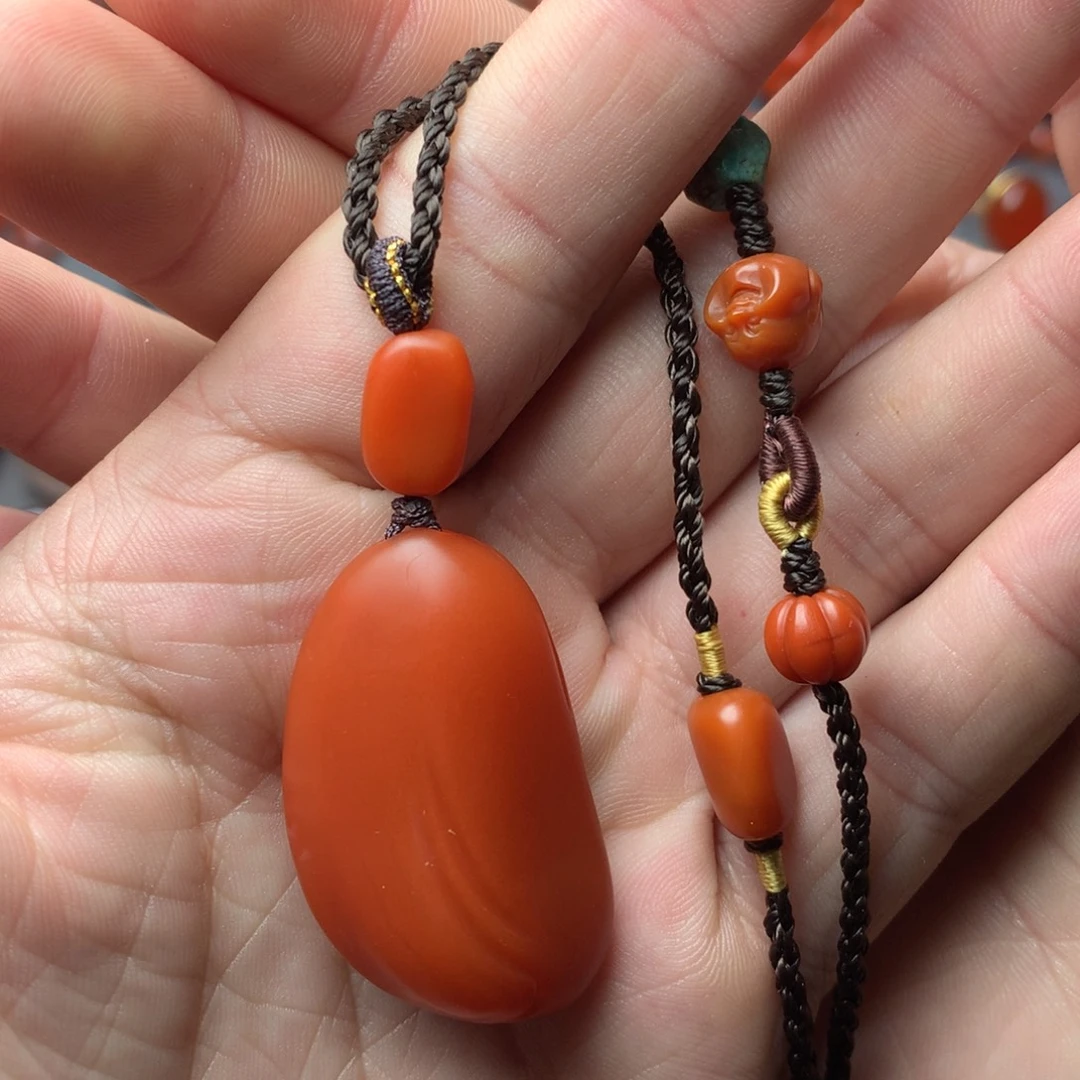 南红玛瑙未镶嵌1柿子红随行吊坠