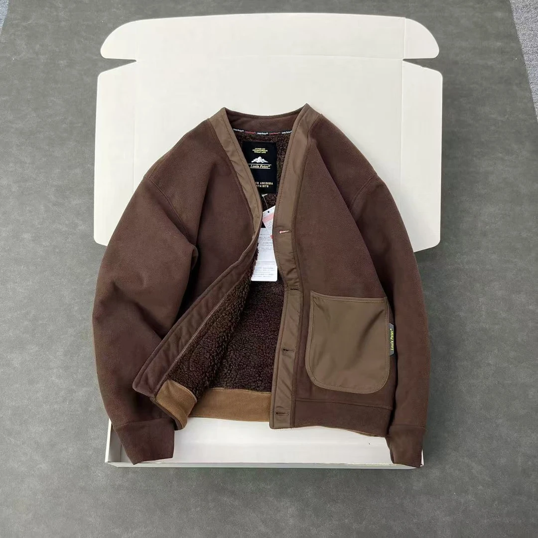 日单设计师款 品质超好 男女加绒加厚保暖无领摇粒绒外套