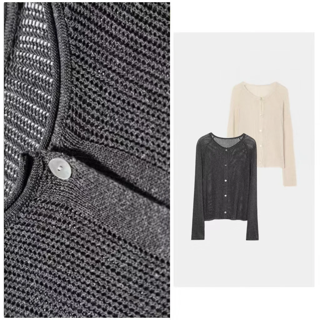 2025新款韩版简约百搭圆领空调开衫镂空长袖