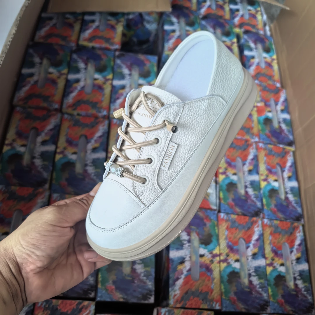 117新款真皮百搭两穿小白鞋