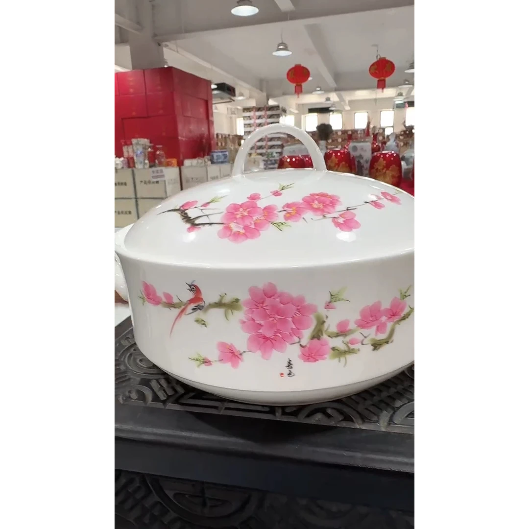 【赵氏瓷业】瓷片水点桃花公主煲-2500ml XD-DP-XD1214