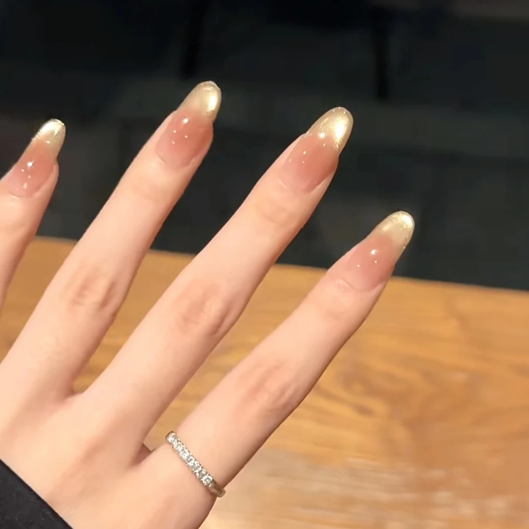 【落日余晖】原创高品质纯手工10片装指尖猫眼穿戴甲美甲贴片可拆卸