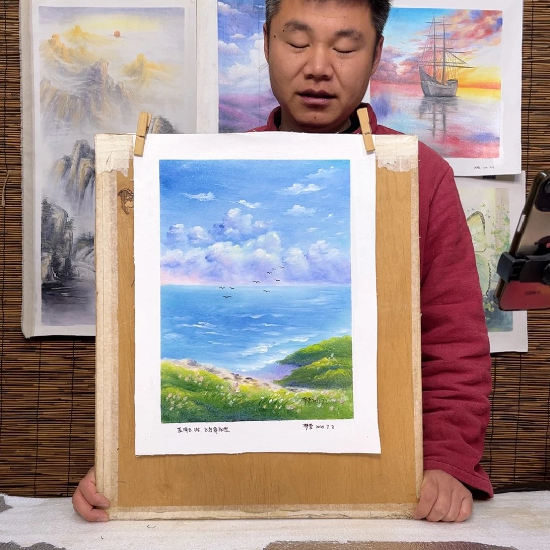 油画行路人小院绘画作品竞拍