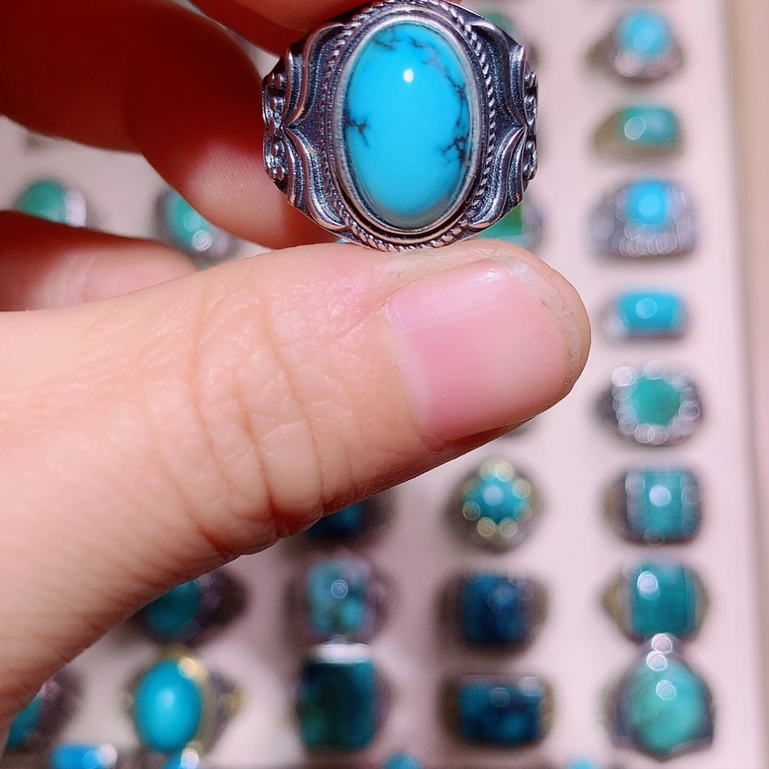 C****绿松石银S925镶嵌挂件