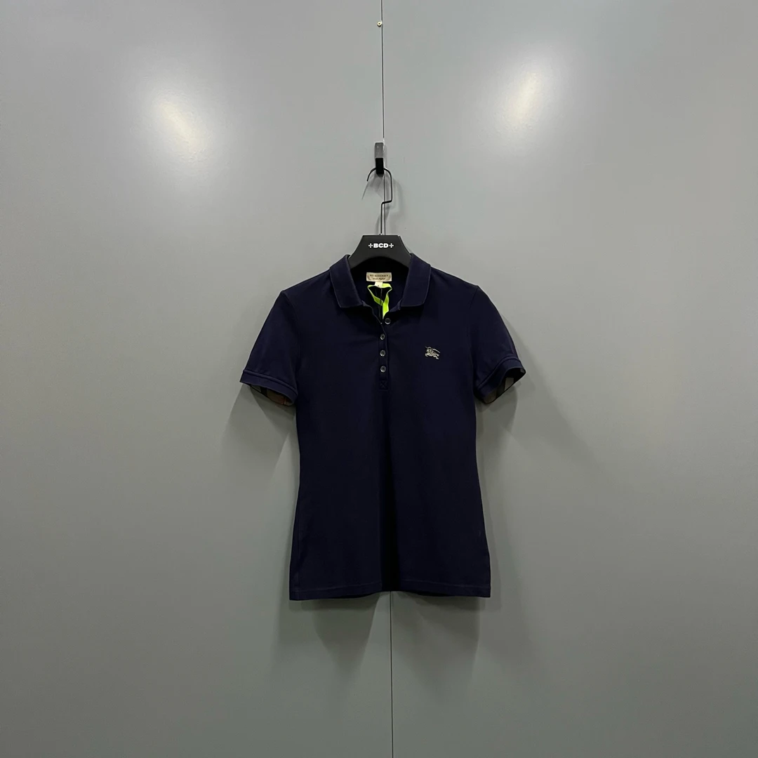 99新 BURBERRY/博柏利 h915  藏青色徽标刺绣polo衫 M码 607926
