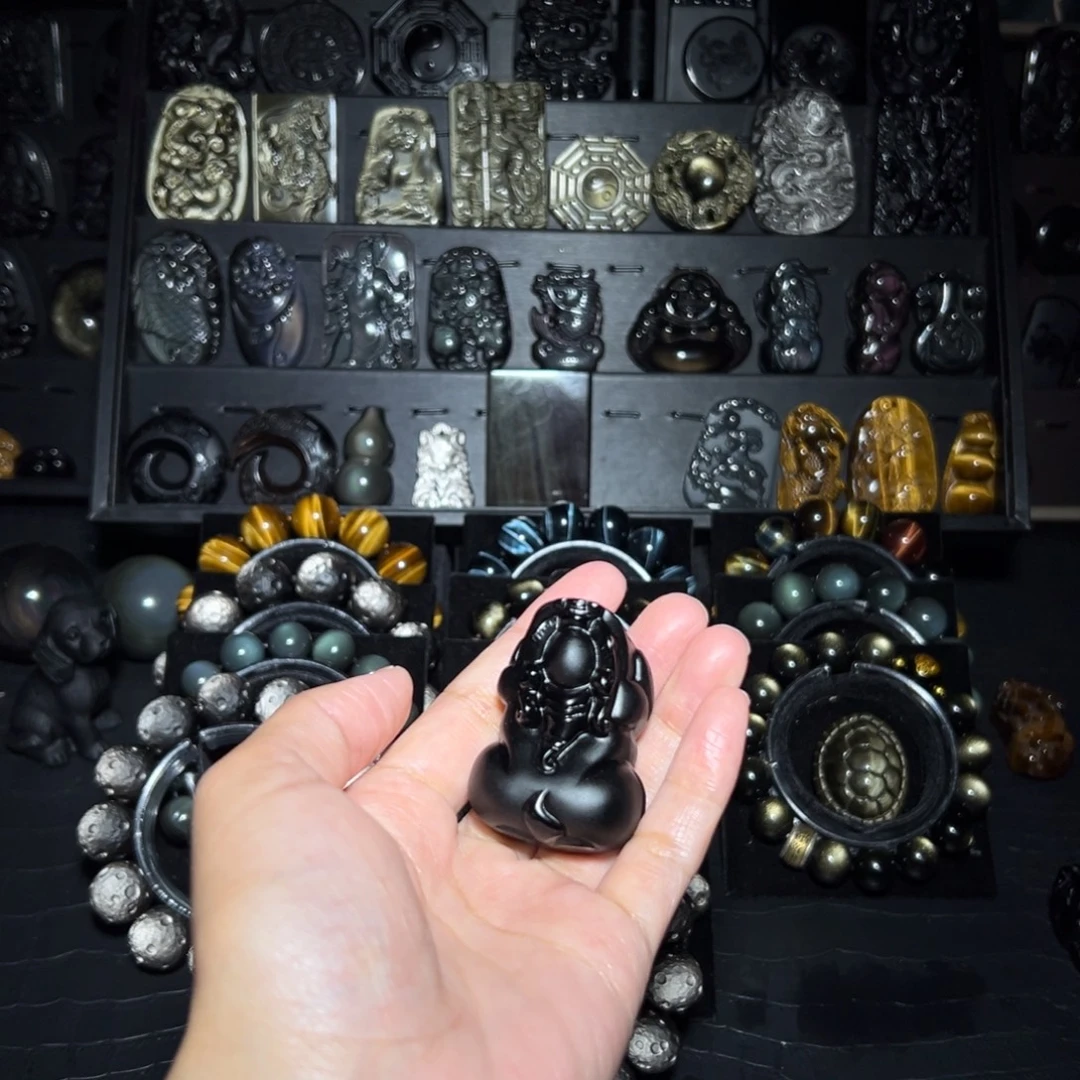 两***虎黑曜岩未镶嵌珠宝奇石