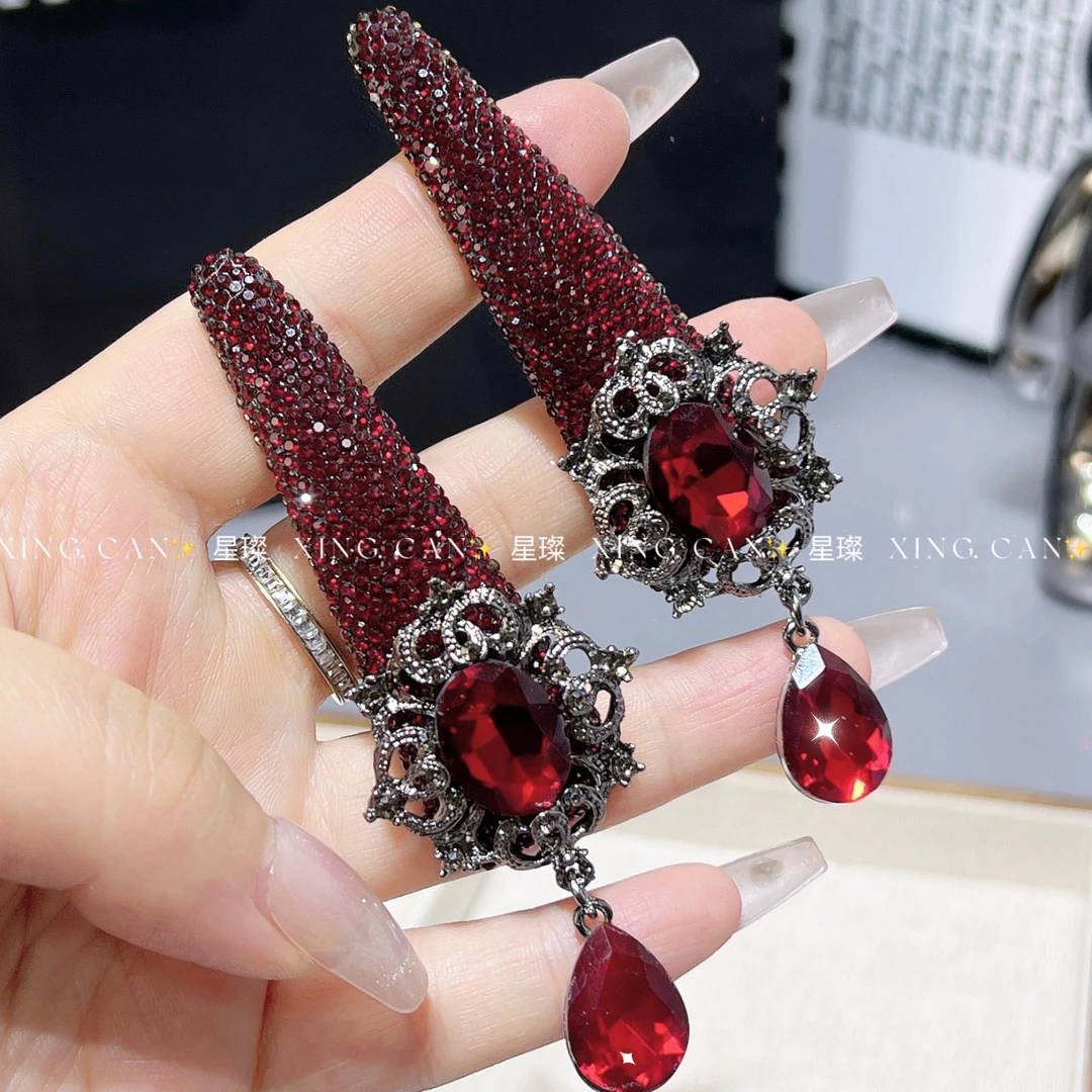 安克拉红法式女少女风边夹复古网红头饰手工发卡发夹发夹侧边发夹