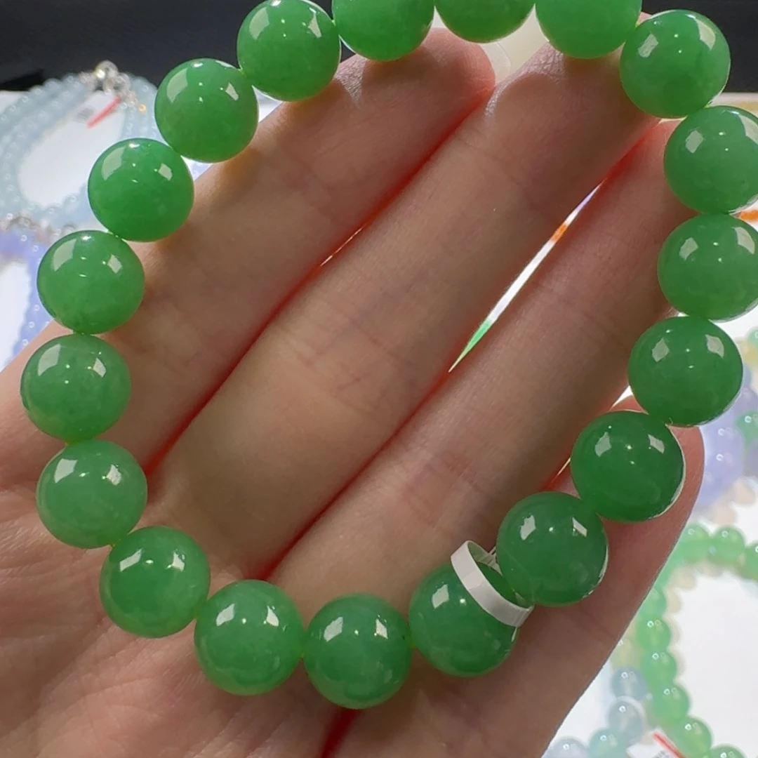 翡翠手链未镶嵌浓阳绿手串