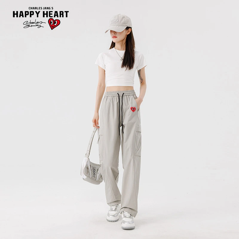 查尔斯桃心 情侣工装裤速干凉感休闲裤抽绳潮流百搭长裤男女同款