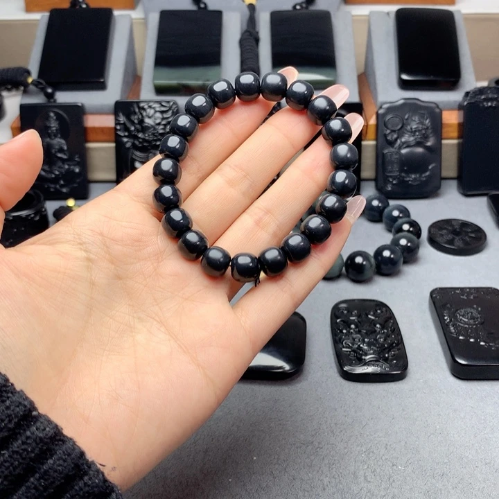 和田玉（墨玉）手串未镶嵌特价10mm