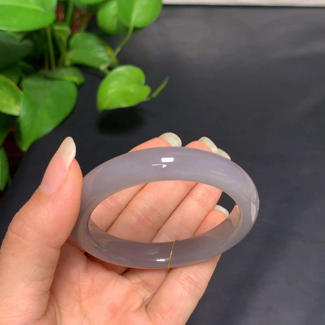 和田玉手镯未镶嵌冰烟紫手镯