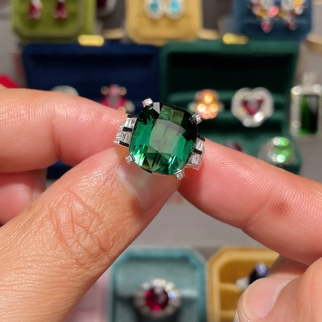 碧玺戒指18K金镶嵌12.75ct