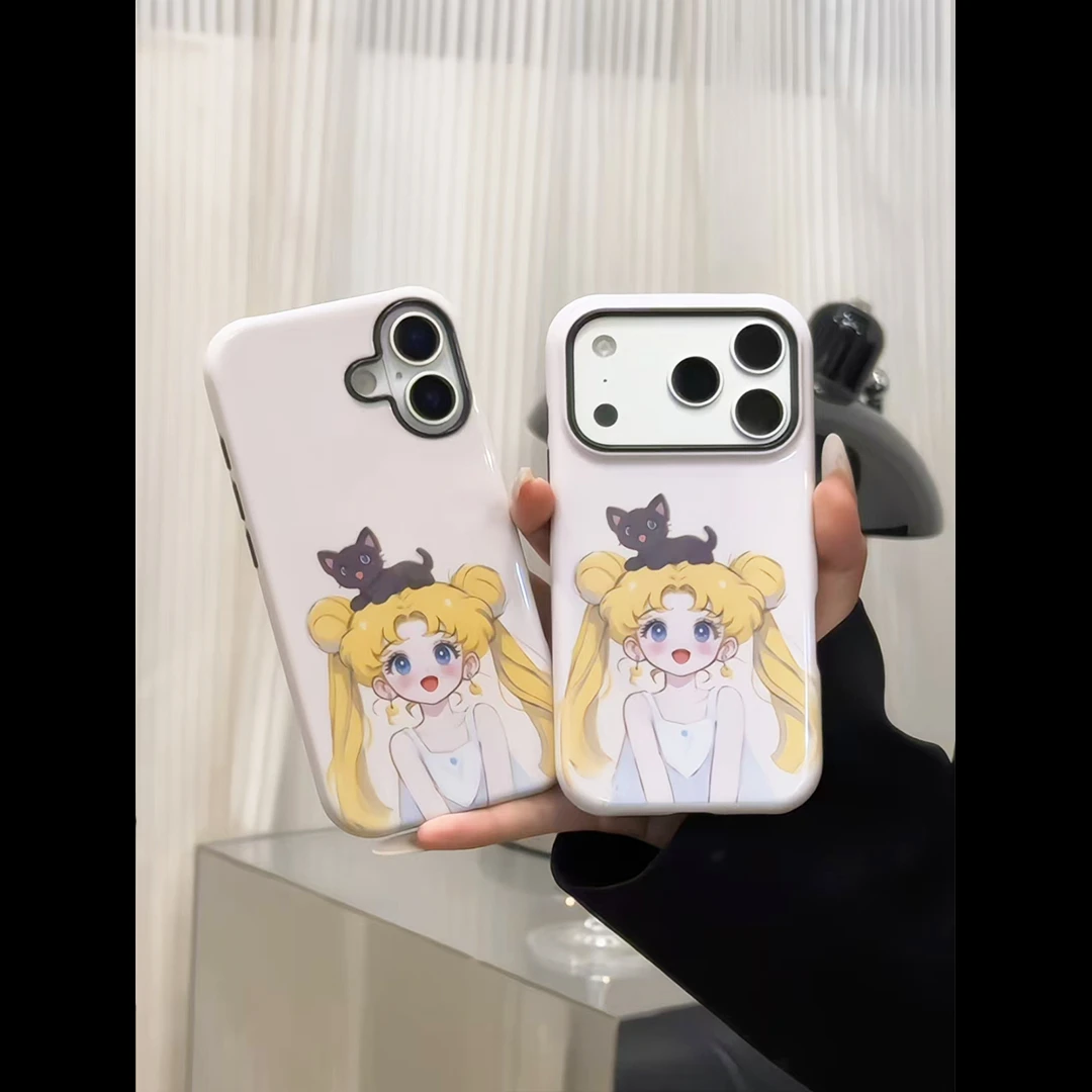 美少女与猫适用苹果17promax华为p70vivo小米oppo菲林手机壳