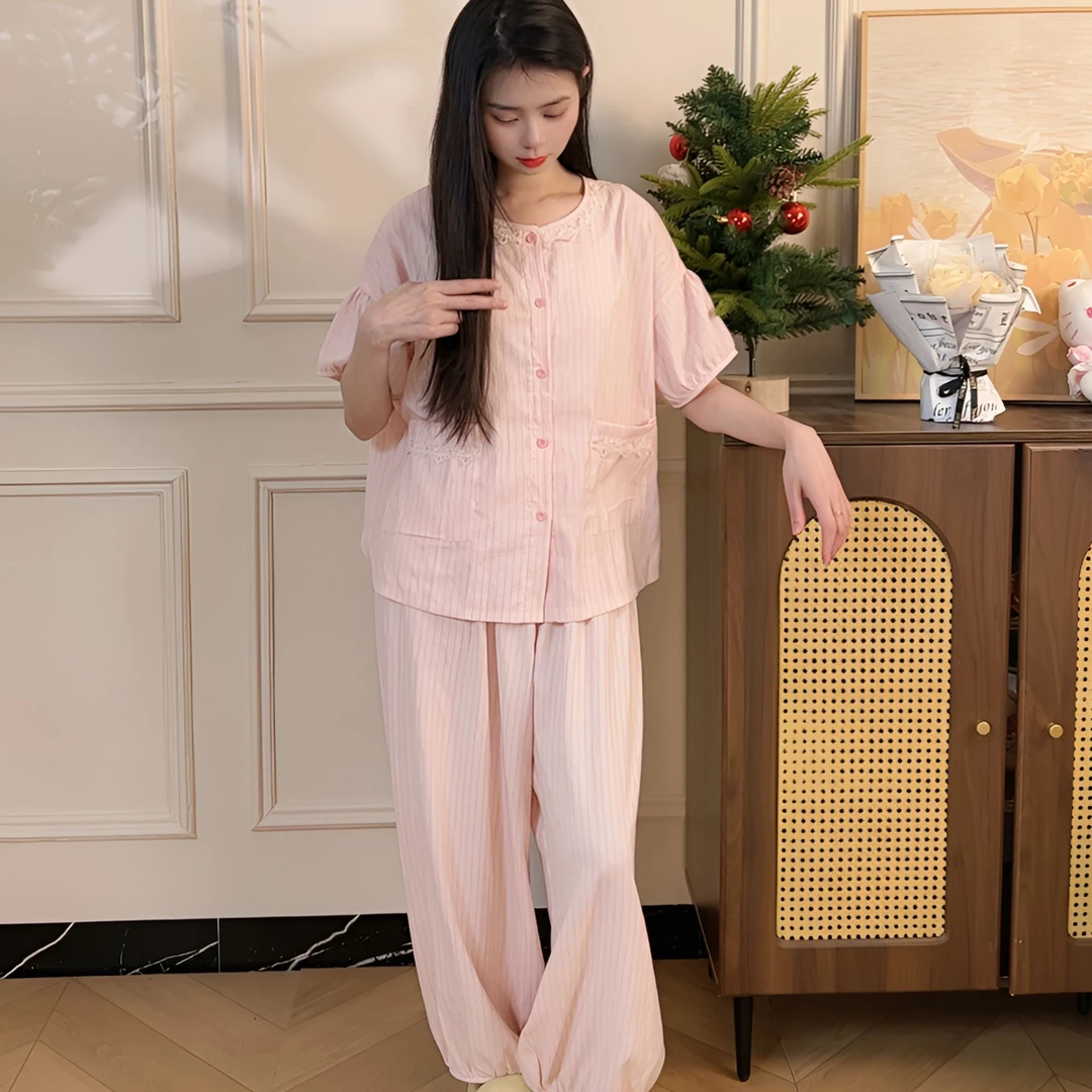 懒惰风显瘦遮肉家居服套装2025奶系夏季睡衣女减龄宽松时尚休闲