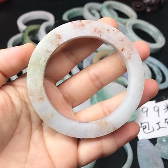 未镶嵌可选定制翡翠洒金手镯定制