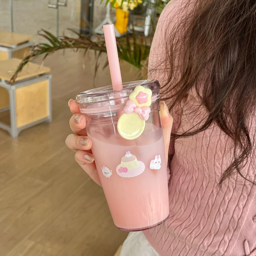 恒度tritan水杯女士专用高颜值大容量夏天ins风女生咖啡吸管杯子