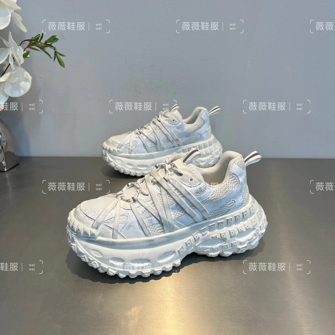 2025春夏款男士擦色网面透气厚底休闲青春时尚百搭运动潮流老爹鞋