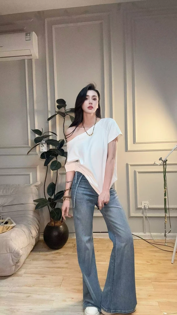 【sunoo】高克重一字肩设计感T恤