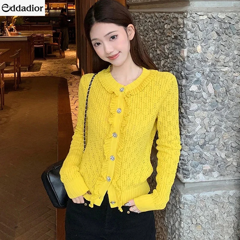 EDDADIOR春夏新款针织开衫女高端大牌洋气镂空超好看显瘦毛衣外套