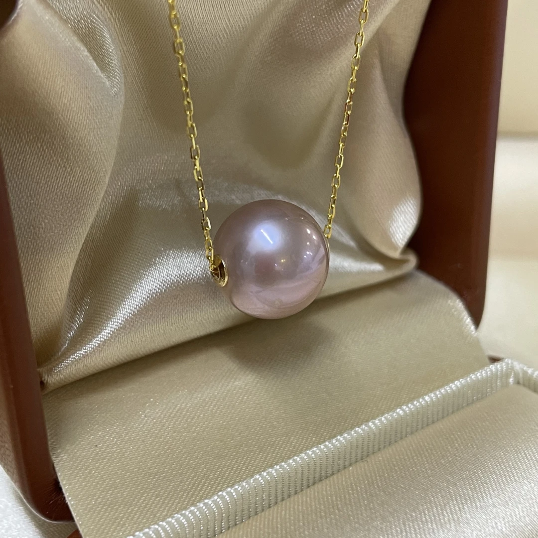 天使之泪淡水珍珠紫色路路通吊坠S925银13-14mm百搭款【珠珠推荐】