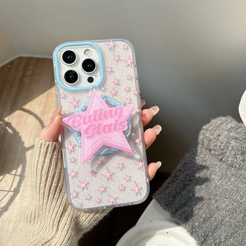 IMD粉色星星磁吸女款适用苹果16promax手机壳iPhone15/14保护套13