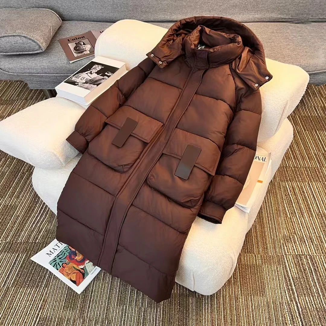 女士时尚长款连帽休闲棉服 913 -A654(娇)