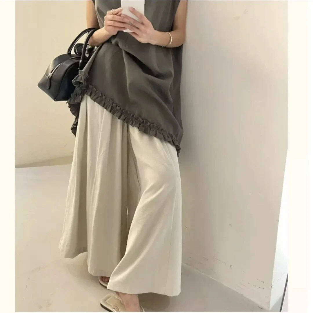 【现货+运补】2025夏季韩系慵懒风宽松大裤腿百搭长裤休闲裤女