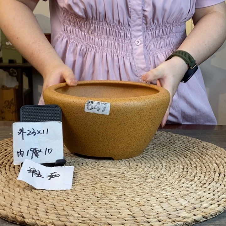 小***光紫砂花盆  瑕疵柴烧窝口647