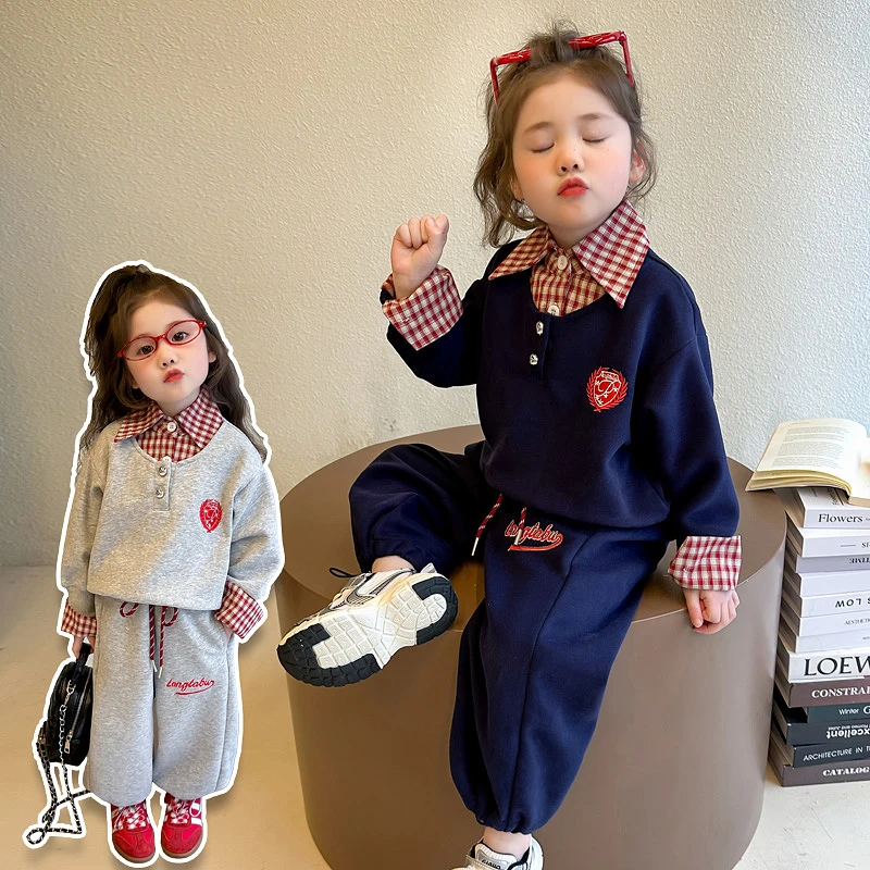 女童套装洋气韩版时髦儿童休闲卫衣两件套小女孩宝宝春装2025新款