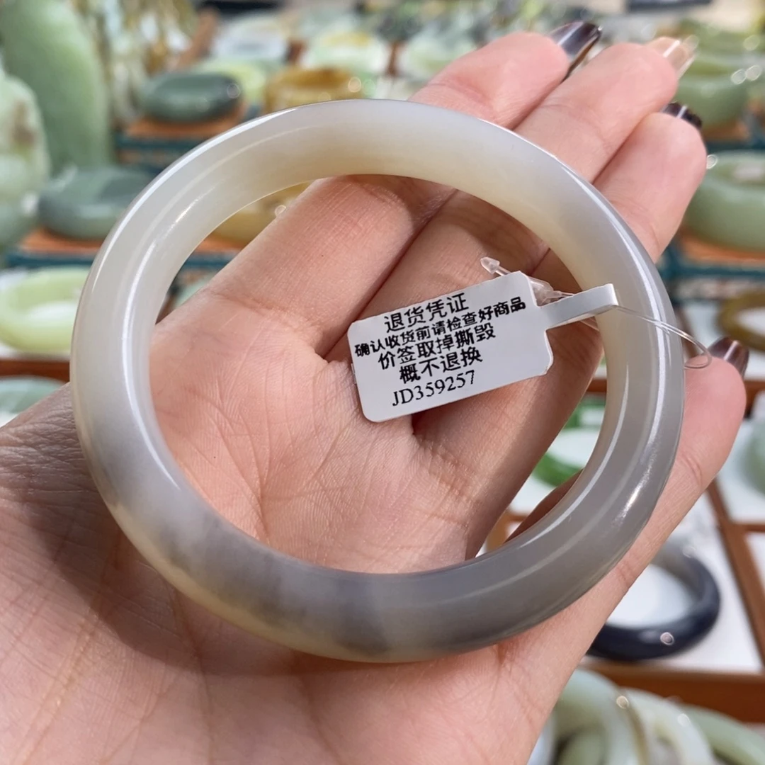 和田玉未镶嵌手镯青海紫粉白双色圆条57/58