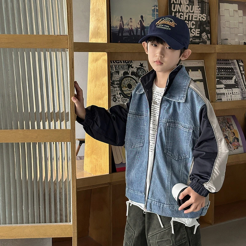 男童牛仔外套2025新款春装中大儿童炸街痞帅气时髦男孩休闲外套