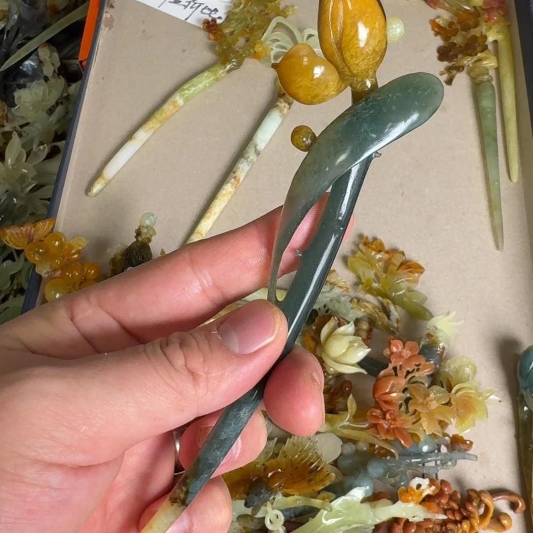 岫玉发饰未镶嵌明君玉簪就是好看