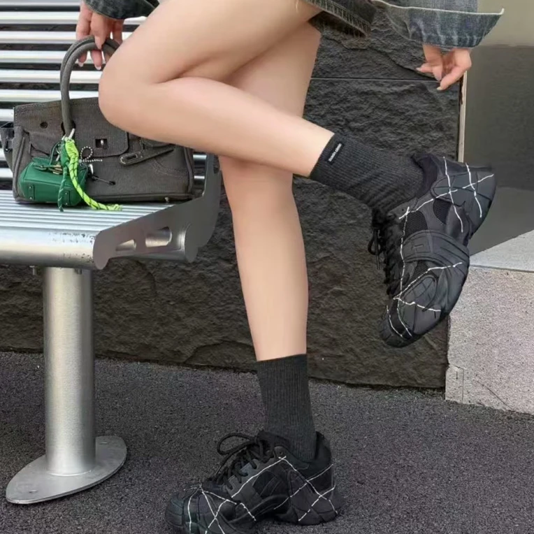 卡姿莉秋季新款潮酷百搭老爹鞋时尚低帮复古重工厚底视觉增高显瘦