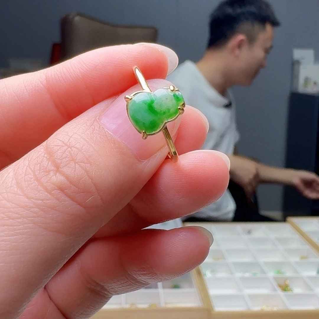 银S925镶嵌戒指翡翠天然