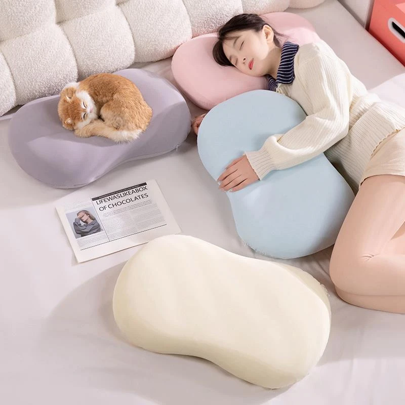 猫肚皮记忆棉冰丝枕午睡枕床上单人枕宿舍枕头慢回弹午休趴枕颈枕